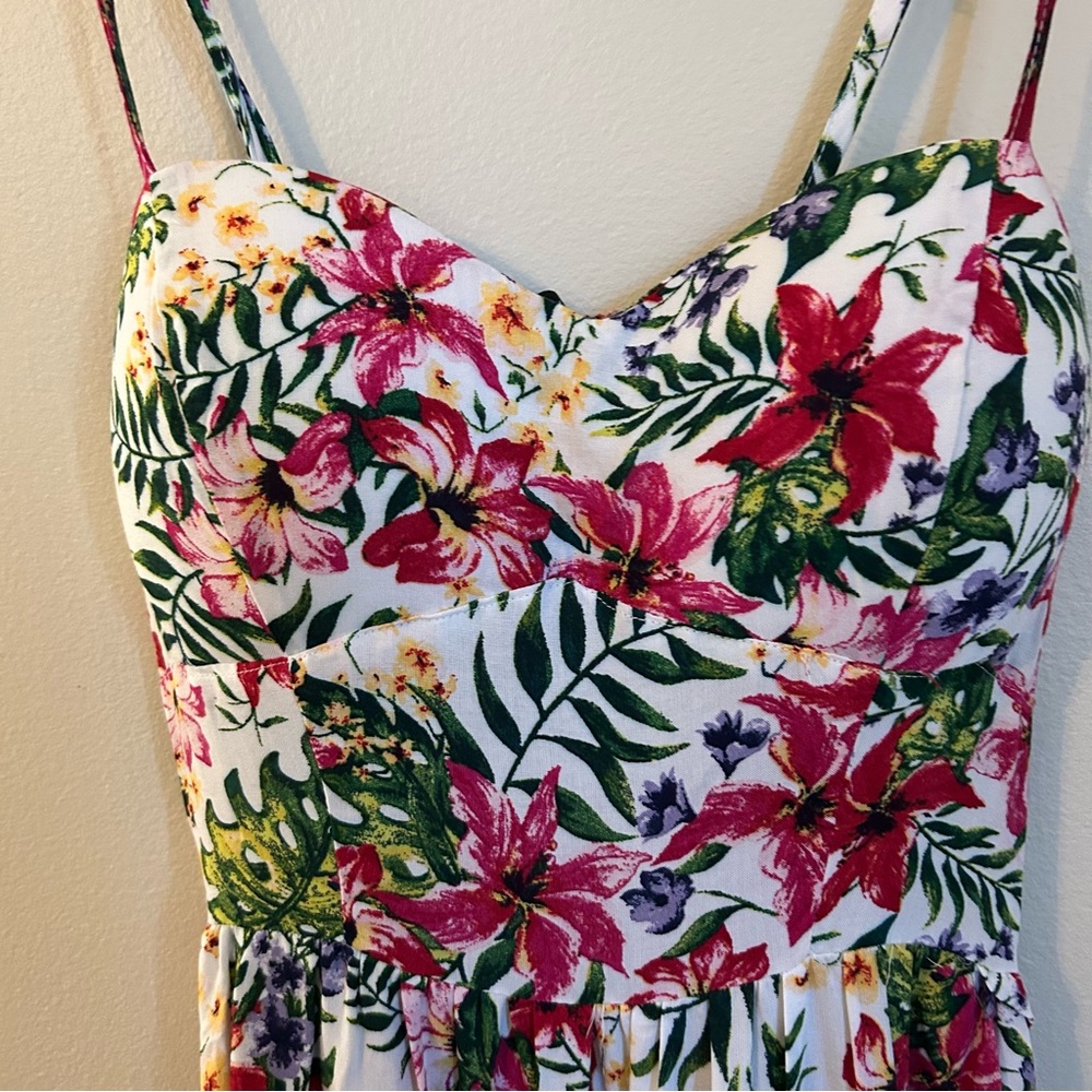 Nwt Floral Mini Dress, Spaghetti Adjustable Strap, Padded, Size Medium — image 2 of 7